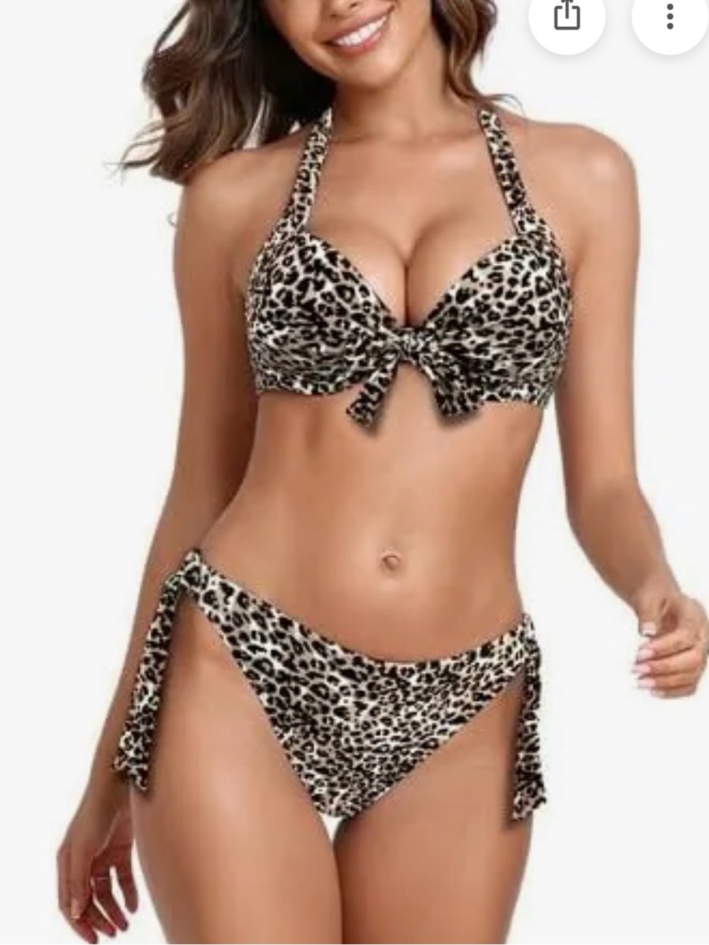 Relleciga Leopard Print Tie-Front Bikini Set - Women Swim